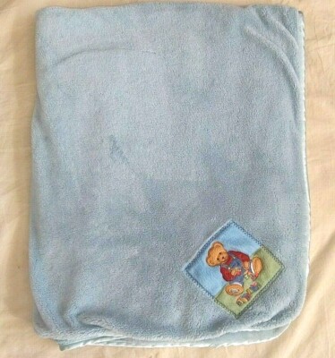blue jean teddy bear blanket