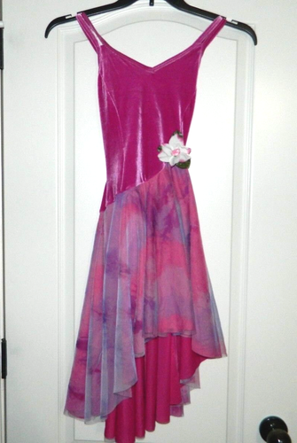 Women's Ice Skating Dress Hot Pink Tie-Dye Size Small - Picture 1 of 7