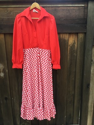 checkered red dress