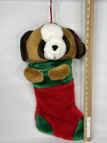 Medias de Navidad Prima Creations de colección perro cachorro peluche patas marrones blanco rojo 3D - Imagen 4 de 11