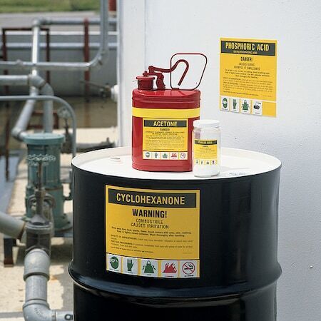 Brady 7254Rls Chemical Label,7 In. H,Pk25