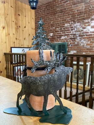 heavy duty metal elk candle holder candleholder décor decoration cabin lodge