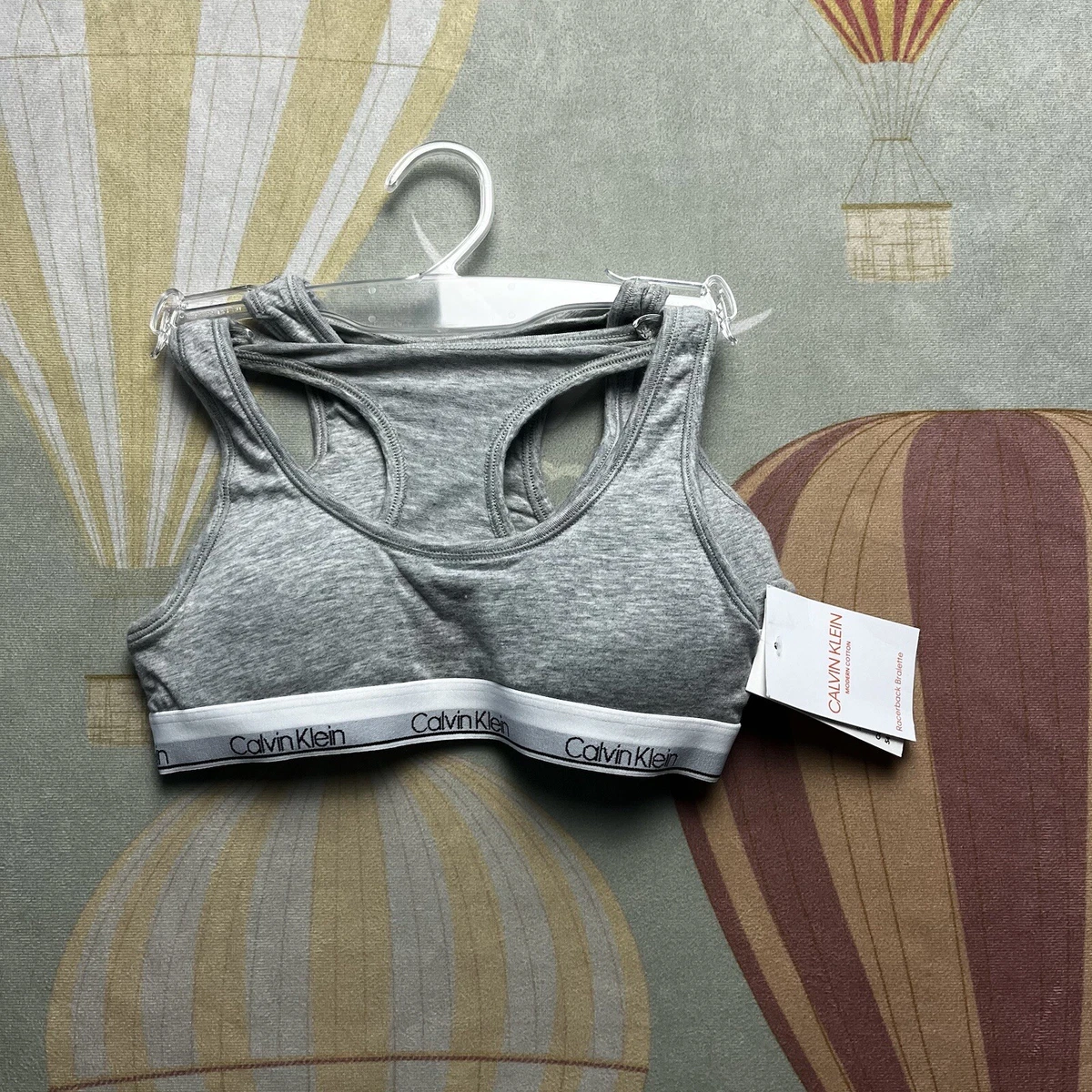 Calvin Klein Girls Gray Racer Back Bralette Set 6/6X