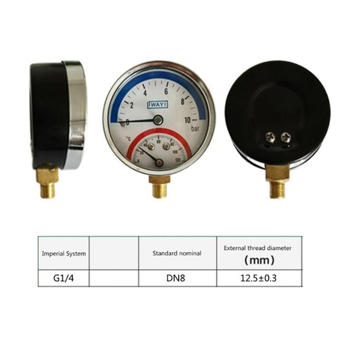 Thermo-manometer Temperature & Pressure Gauge G1/4 for Floor Heating System - Picture 6 of 6