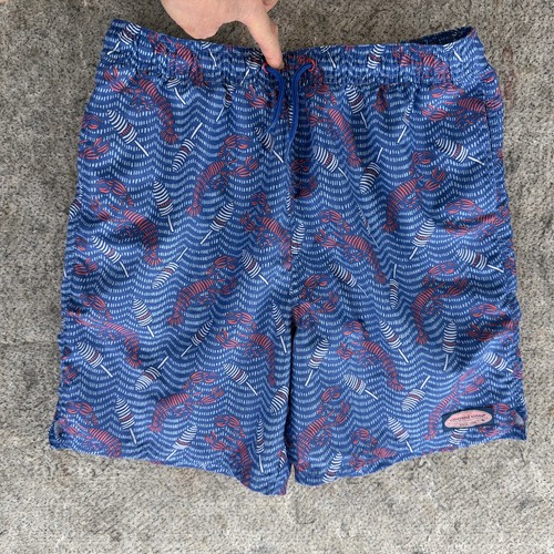 Vineyard Vines Youth Size XL Blue Lobster Print Built-In Briefs Swim Beach Short