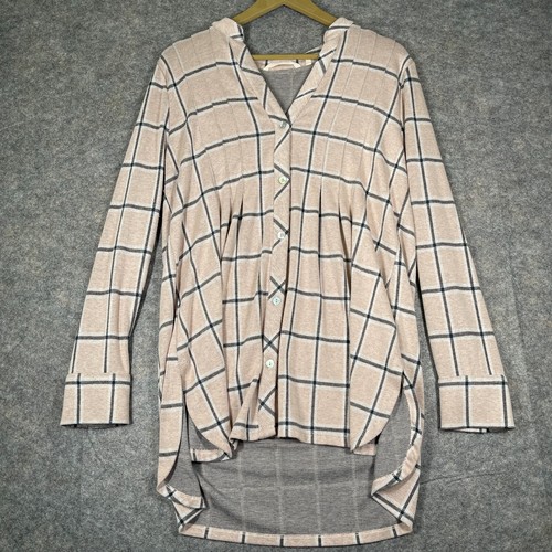 Soft Surroundings Women's L Pink Plaid Soft Cozy Comfy Cabicore Tunic Top Shirt