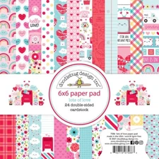 Crafts Doodlebug 6X6 Paper Pad Lots of Love Hearts Rainbows Letters Valentine (D