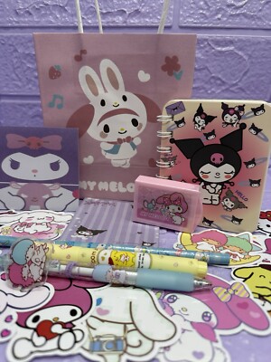 Sanrio Geschenktüte Notizbuch Schreibwaren My Melody Kuromi Memos Gummi Textmarker