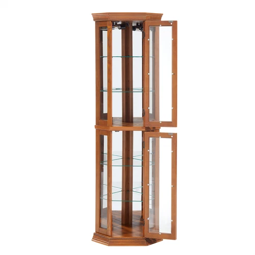 6 Shelf Corner Curio Display Cabinet,69.49"H Lighted Wooden Bar Glass Cabinet - Picture 7 of 47