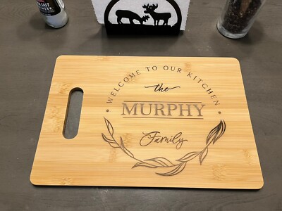 Custom Bamboo Serving Board / Last Name Family Board / 12 x8 