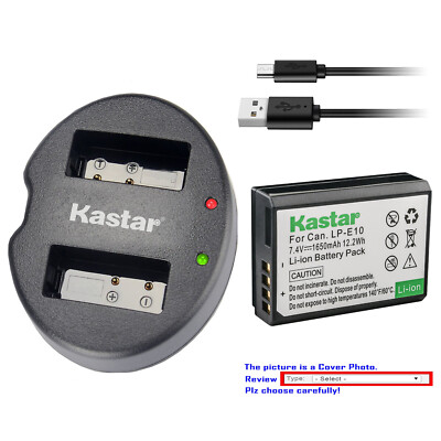 Kastar Battery Dual USB Charger for Canon LP-E10 LC-E10 & Canon EOS 1200D Camera