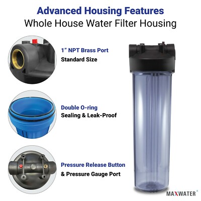 Water Filter Housing/Canister 1 NPT w/ PR With Sediment Filter 20x 4