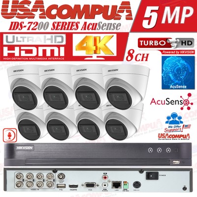 Hikvision 8CH 5MP 4K DVR CCTV Camera System DS-2CE78H0T-IT3F 5MP W/audio Lot