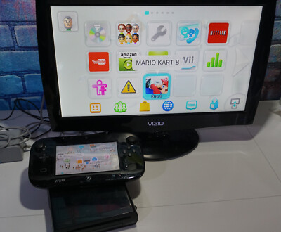 Nintendo Wii U 32GB Black Deluxe Console WUP-101(02) with Pad and Nintendo Wii U 32GB Black Deluxe Console WUP-101(02) with Pad and