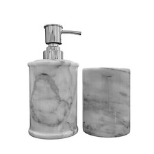 White Carrara Marble Bathroom Set Glass Soap Dispenser Home Accessories