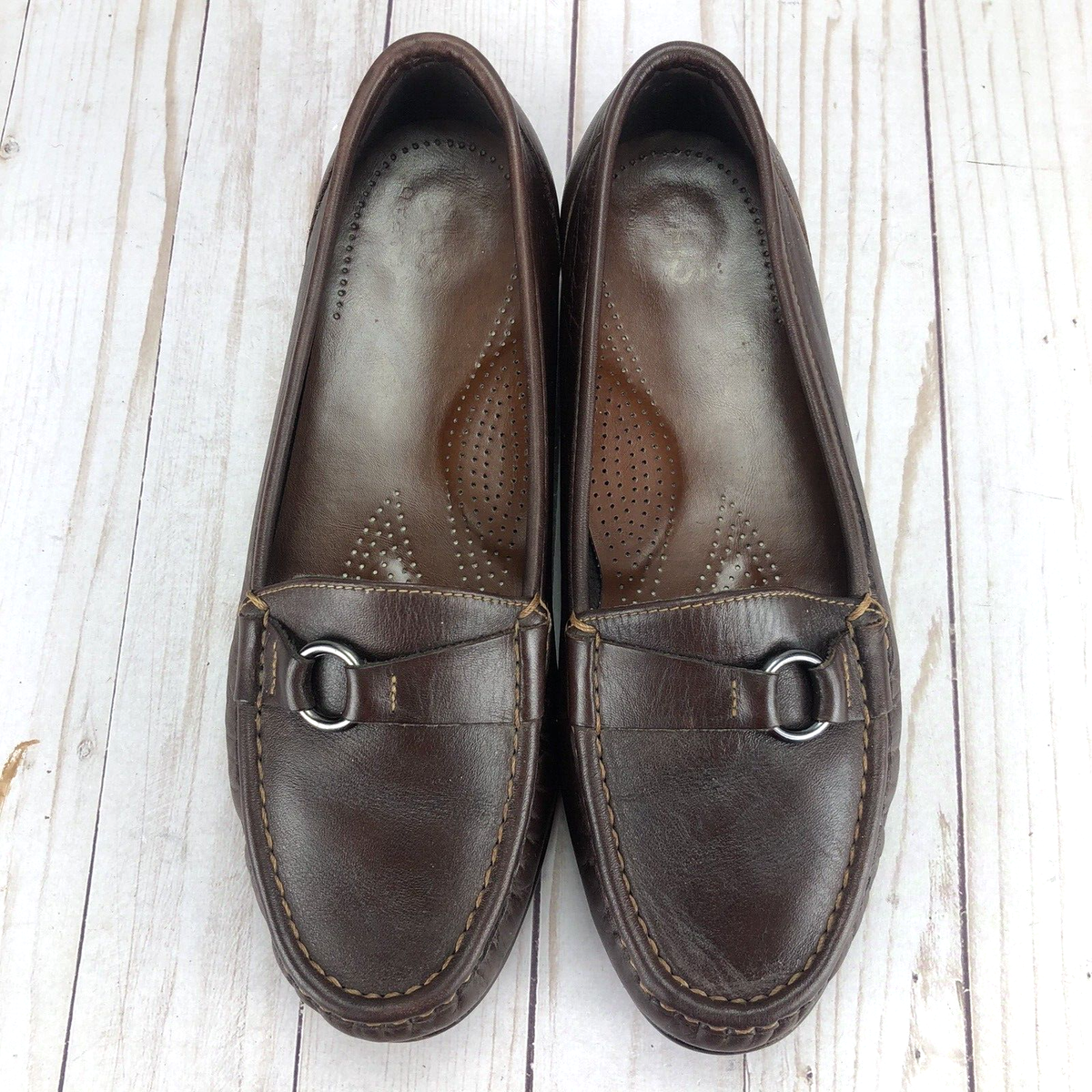 SAS Jewel Comfort Shoes Ring Loafers Slip On Flats Brown 