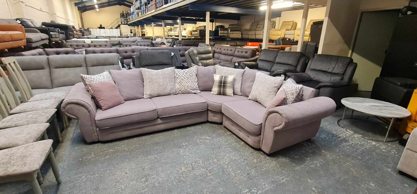 Exdisplay SCS Gracie grey fabric chesterfield style corner sofa eBay