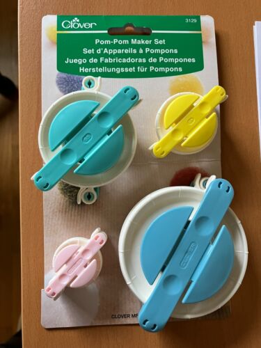 Clover Pom Pom Maker Set - 4 pack (35, 45, 65 & 85 diameter - Picture 2 of 7