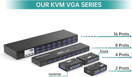 8 Port 8X1 Rackmount KVM Switch VGA Included KVM Cables & Wire Desktop Selector - Picture 7 of 11