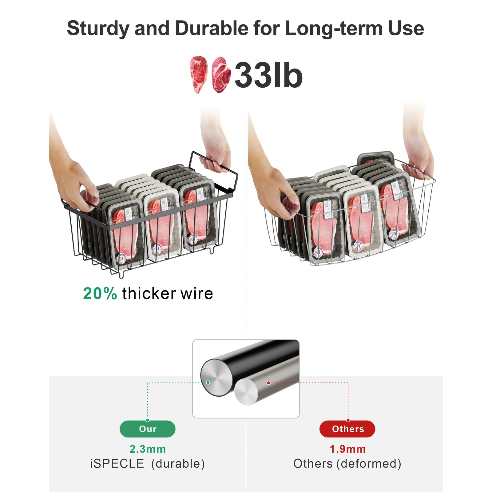 4 Cestini Organizer Freezer - Impilabili Con Maniglie, Per Congelatori 5-7 Piedi Cubi, Bianco - Foto 11