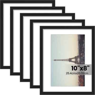 Framo Bilderrahmen Set 5tlg 10x8 Zoll 25x20cm Passepartout 7x5 Schwarz Kunstholz