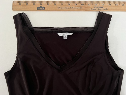CAbi #839 Size M Black Stretch Sheer-Neckline Darts Tank Top 90s Y2K EUC - Picture 8 of 15