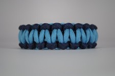 550 Paracord Survival Bracelet Cobra Navy Blue/Carolina Blue "Made in the USA"