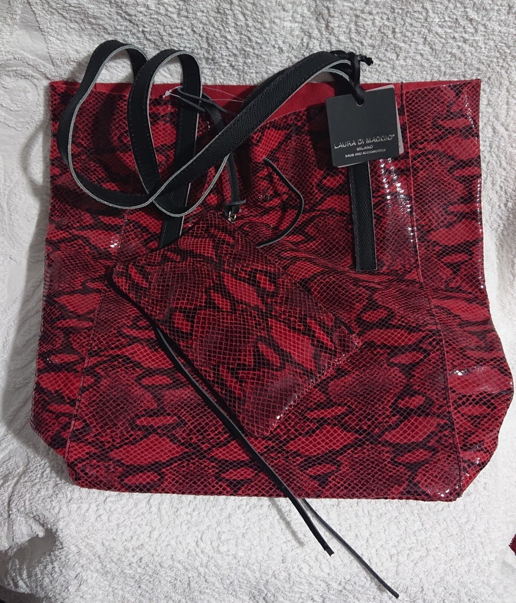 NEW GENUINE 100% LEATHER SHOPPER BAG CELEBRITY SNAKE YEAR GIFT