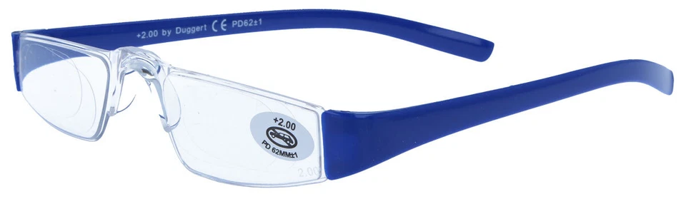 DUGGERT Klassische Lesebrille / Lesehilfe CHEAP in Blau mit langen Steckbügeln