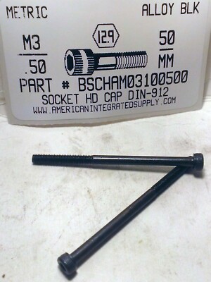 M3-.50X50MM SOCKET HEAD CAP SCREWS GRADE 12.9 STEEL BLACK (15)