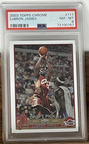 2003-04 Topps Chrome #111 LeBron James RC Rookie PSA 8 "RAZOR SHARP CORNERS"