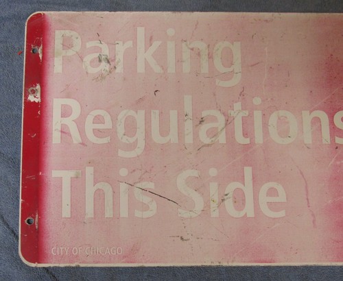 Vtg/Used PARKING REGULATIONS THIS SIDE Aluminum 18 x 12 Chicago Street Sign S564 - Picture 3 of 10