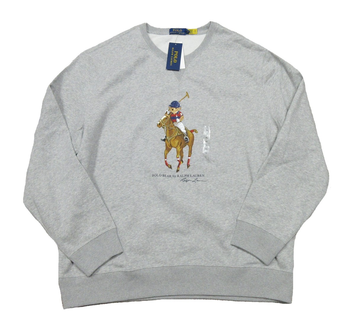 スウェット・トレーナー RALPH LAUREN Polo Bear Motif Sweatshirt Grey Polo Ralph Lauren Men's Gray Riding Polo Bear Graphic Fleece