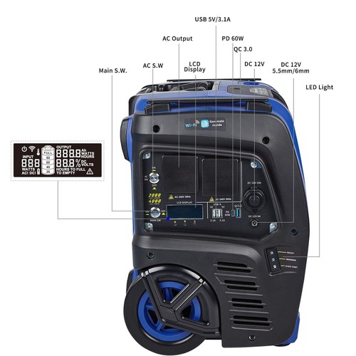 Sunovo 2000W Portable Power Station Solar Inverter Generator - Picture 4 of 9