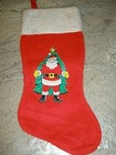 Vintage Christmas Stocking Plastic Santa in front of Tree 19" long