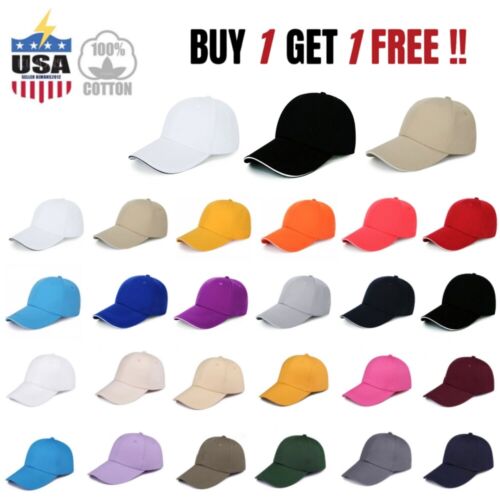 Men Baseball Cap Adjustable Solid Women Trucker Ball Hat Plain Visor Sun Caps