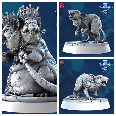 3D Printed STL Miniatures Envenomed Rat Set Core Characters The Frost City 3 28