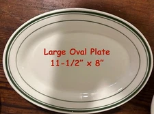 Tuxton Green Bay  11 1/2 x 8 Oval Plate Eggshell with Stripes-Classic