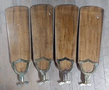 Set of 4 Vintage 52” Ceiling Fan Blades & Blade Arm Brackets Bright Brass