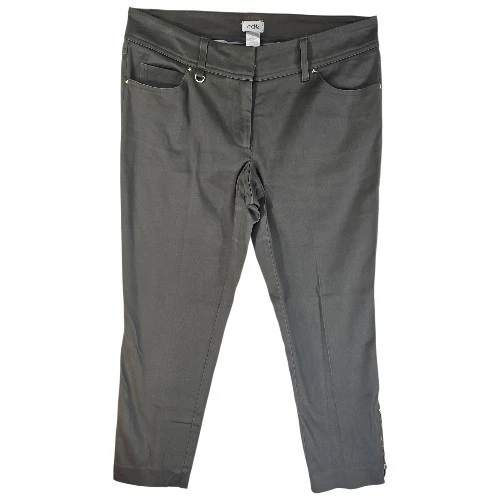 Cache' Olive Green Stretch Capri Pants W/ Gold Zipper Hem Size 6