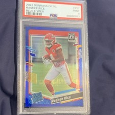 2023 Panini Donruss Optic Rashee Rice Blue Hyper #257 PSA 9 Chiefs