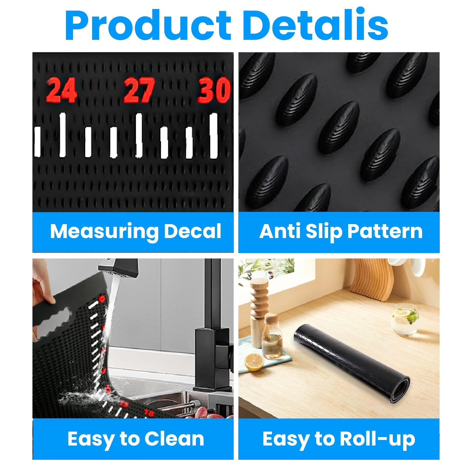 Fish Cleaning Mat, 32 inch Large Fish Fillet Mat with Ruler NonSlip Portable ...