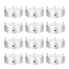 12 Pcs Paper Crowns Silver Foil Crown with Pattern for Birthday,Arc Hollow Style