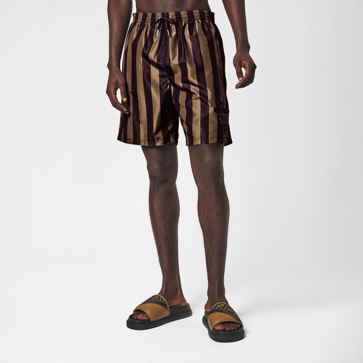 Fendi Crest Swim Shorts Tabacco Brown Size L 50 BNWT Authentic Luxury RRP £710 image 3