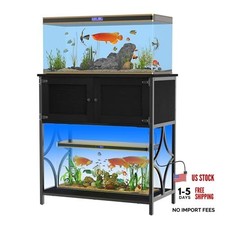 20-29 Gallon Aquarium Stand with Power Outlets LED Light, 330LBS Black
