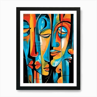 Abstract Of Faces Art Print Framed Wall Art Poster Canvas Print Picture