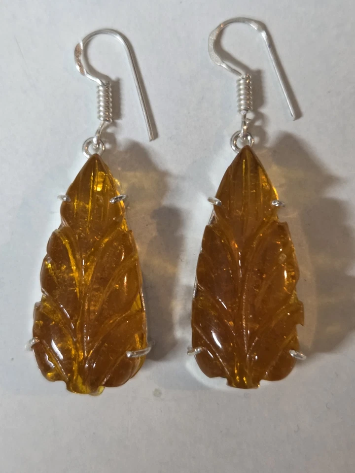 Neu 925 Sterling Silber Bernstein Hängeohringe Länge 4,5 cm - Bild 3 von 4