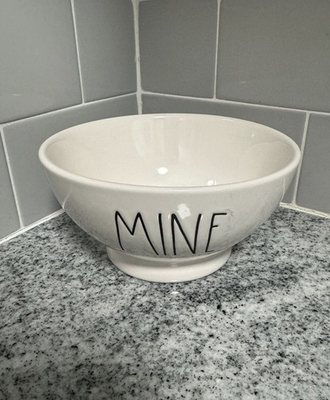 #ad Rae Dunn quot;MINEquot; Cereal Soup Salad Ice Cream Bowl Farmhouse Country Chic White $14.99