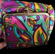 Vintage Small Snap Clutch With Bottom Zip Taiwan Bright Colors Retro Flowers