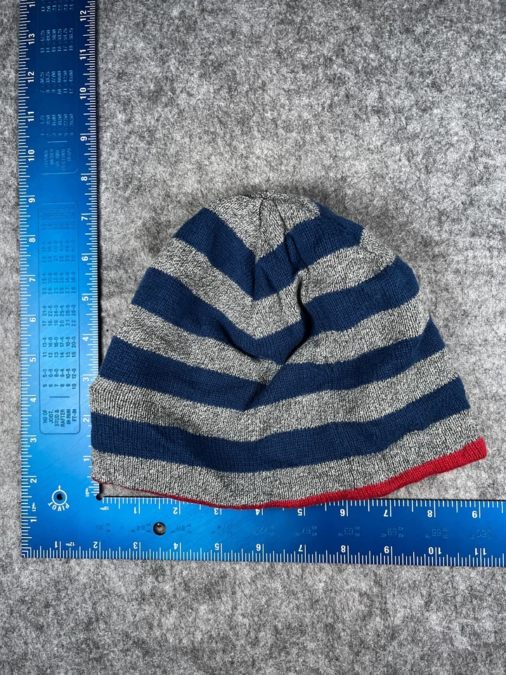 Gymboree Beanie Toque Youth 5-7 Blue Gray Stripe Knit Cotton Rock On Union Jack - Image 4 of 4